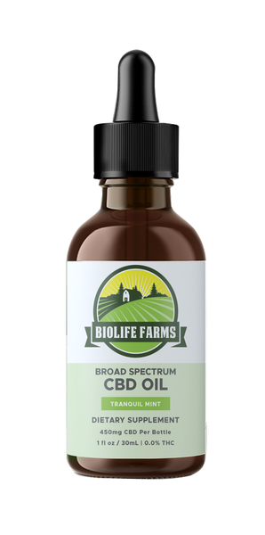 Premium CBD Oil - Tranquil Mint (1 oz)15mg CBD per serving /450 mg CBD per bottle